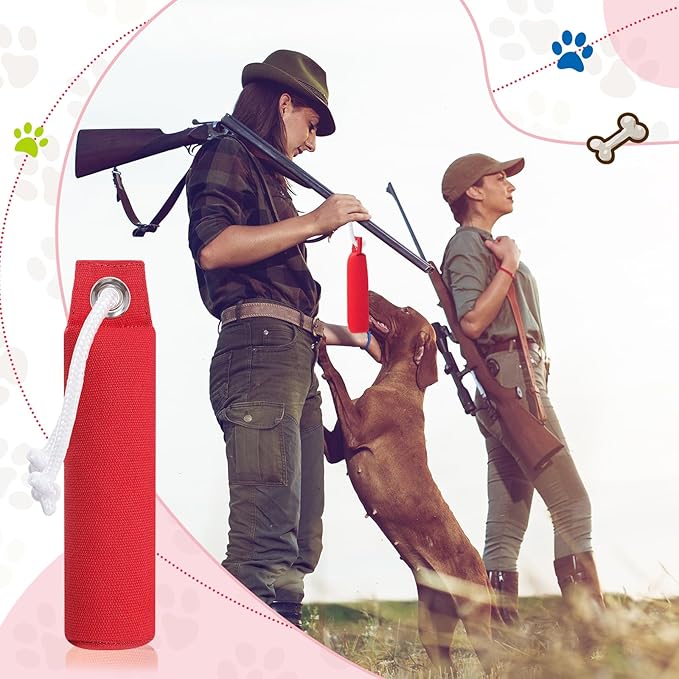 2 Pcs Dog Bumpers Canvas Training Dummy Hunting Dog Training Toys for Easy Throwing (Not Chew Toys)(Red,9.8 x 2.8 Inches)