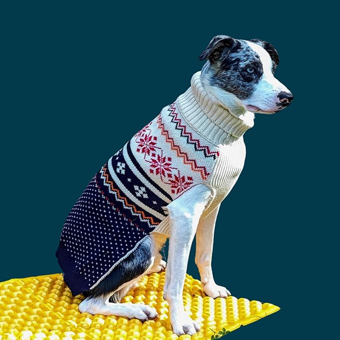 Cozy Acrylic Dog Sweater for Outdoor Adventures—Breathable & Insulating Knit—Classic Fit—Backpacking Gear for Dogs—Dog Hiking Gear—Dog Camping Gear (Large, Nordic)