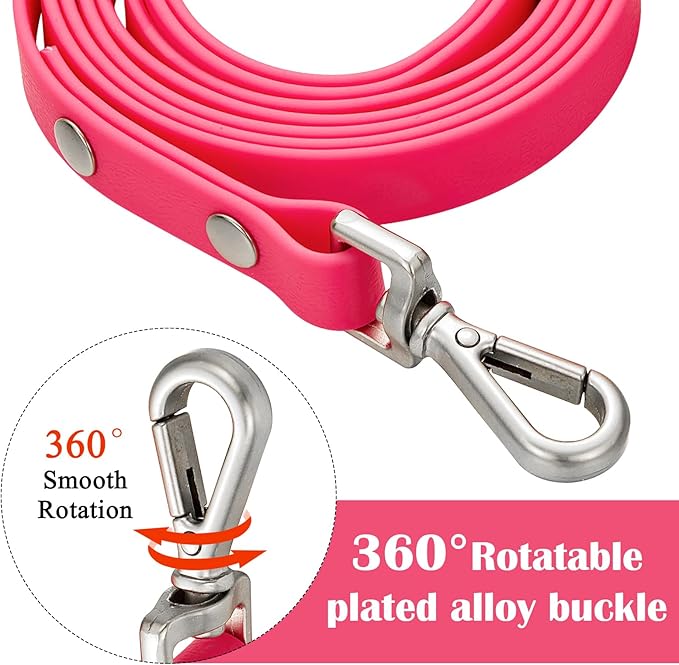 Waterproof Long Dog Training Leash 15ft Outdoor PVC Dog Leashes Great for Large Medium Small Dog Training Lead,Beach,Yard,Play,Camping(Rosered