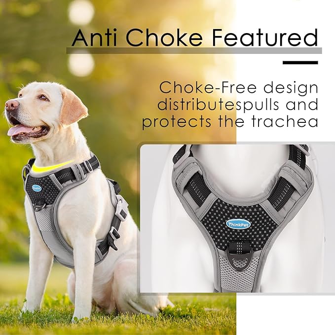 ThinkPet No Pull Harness Breathable Sport Vest with Handle-Dog Harnesses Reflective Adjustable for Medium Large Dogs