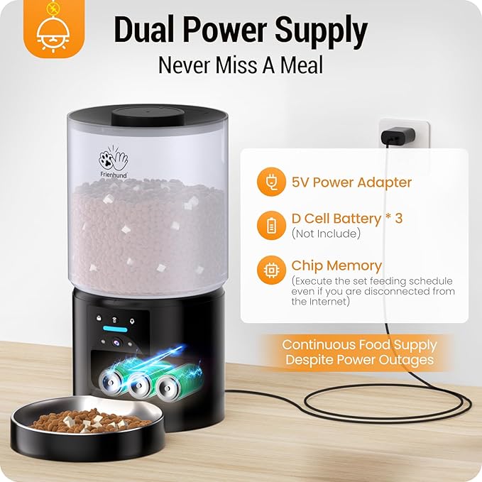 Automatic Cat Feeder with HD Camera: 5G WiFi Automatic Dog Feeder with Night Vision, 5L Timed Auto Cat Food Dispenser with APP for Pet, Detachable for Easy Clean-21 Cups