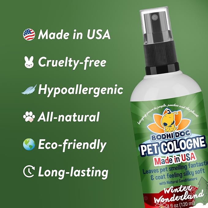 Bodhi Dog Premium Dog Cologne - Deodorizing Dog Perfume & Conditioner for Dogs & Cats - Natural Long Lasting Spray for Pets - Gentle & Safe Formula, Made in USA (Winter Wonderland 4 Fl Oz)
