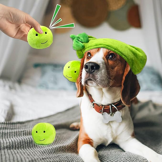 Hide and Seek Dog Toys, Squeaky Interactive Puzzle Dog Toys for Boredom and Stimulation, Dog Enrichment Toys for Small and Medium Dogs (Pea Balls, Pack of 3)
