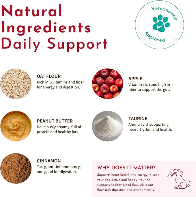 PawCo Dog Treats, Heart Health – Supports Heart Function & Vitality – Crunchy Dog Cookies with Peanut Butter, Apple & Taurine for Dogs – Functional & Healthy Rewards for Dogs – Magic Cookie – 8.8oz