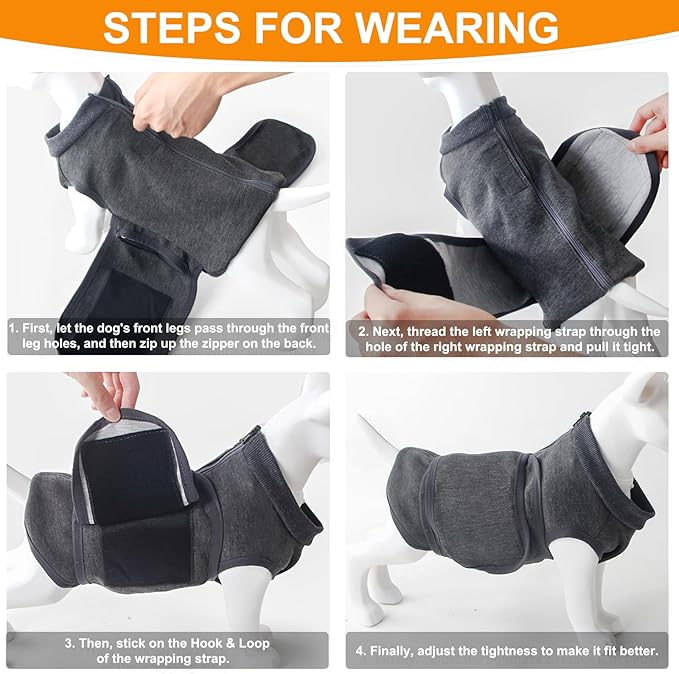 Dog Anxiety Vest, Skin-Friendly Thunder Jacket for Dogs, Dog Calming Shirt for Thunder, Fireworks, Vet Visits and Separation - Keep Pet Calm Without Medicine & Training, Anti Anxiety for Dogs