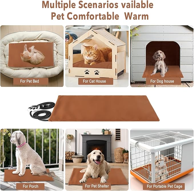 On/Off Switch Electric Pet Heating Pad with Chew Resistant Cord and 2PCS Machine Washable Cover,Indoor Heated Pet Bed Warmer,for Cat Beds and Dog Beds 75x40CM