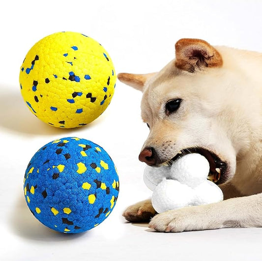 3.9'' Dog Balls Tennis Ball for Aggressive Chewers, Atom Teething Balls Dog Chew Toys for Large Medium Small Dogs and Puppies, 3 Pack