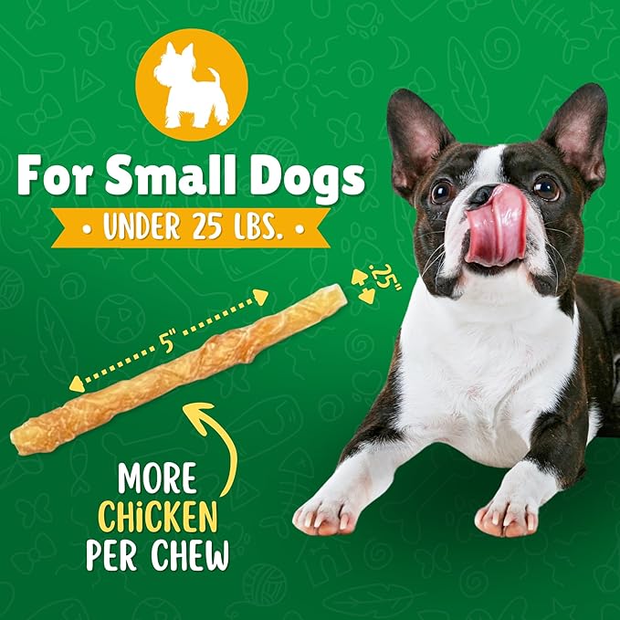 Chicken Wrapped Rawhide Dog Treats – 80ct. Rawhide Chew Sticks – Long Lasting Chews for Small Dogs Made in The USA with Natural Chicken and Beef Hide