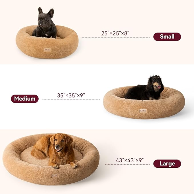 Self-Warming Calming Donut Dog Bed for Large Dogs – Orthopedic Memory Foam Round Dog Bed for Anxiety Relief & Senior Joint Support, Waterproof Liner, Washable Removable Cover & Non-Slip Bottom