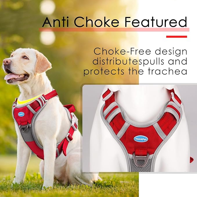 ThinkPet No Pull Harness Breathable Sport Vest with Handle-Dog Harnesses Reflective Adjustable for Medium Large Dogs