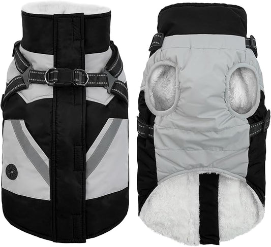 IECOii Dog Coats for Small Dogs Winter Harness Zip Up - Black,XSmall - Warm Fleece Lined Small Dog Winter Coat with D Ring,Waterproof Puppy Coats Dogs Snow Jackets Snowsuit Chihuahua Papillon Maltese