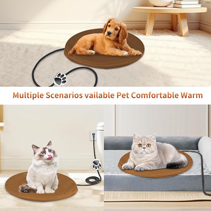 On/Off Switch Electric Pet Heating Pad with Chew Resistant Cord and 2PCS Machine Washable Cover,Indoor Heated Pet Bed Warmer,for Cat Beds and Dog Beds (One Size)