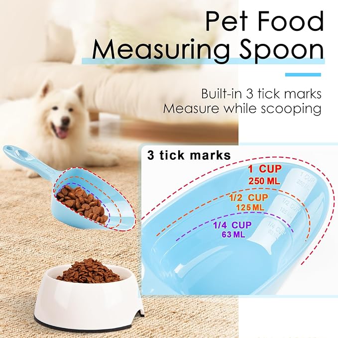 1-Cup Melamine Pet Food Scoop — Precise Feeding & Weight-Management Measuring Scoop for Dogs & Cats, BPA-Free, Durable, Dishwasher-Safe (Baby Blue)