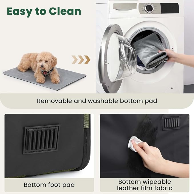 Dog Car Carrier Light Weight 24×17.7×20.5in, Dog Carrier Easy to Assemble, Dog Car Crate Portable and Breathable, Foldable Pet Carrier for Indoor and Outdoor, Dog Travel Crate with Curtain Green