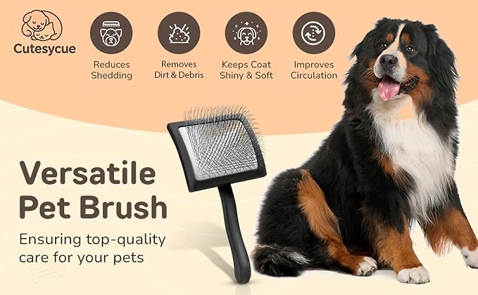 Dog Slicker Brush for Large Dogs – Gentle Long Bent Pins for Goldendoodles, Labradoodles & Poodles – Removes Tangles, Knots & Mats – Eco-Friendly Handmade Wood Brush, Groomer-Recommended Comfort Grip