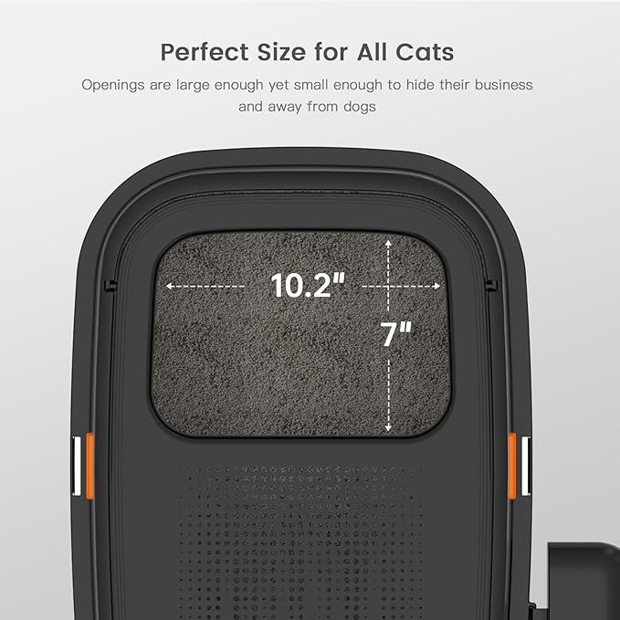 Enclosed Stainless Steel Cat Litter Box with Lid, XL Extra Large Litter Box for Big Cats, Metal Litter Pan High Sided, Never Absorbs Odors, Anti-Urine Leakage, Include Scoop (V-Black)