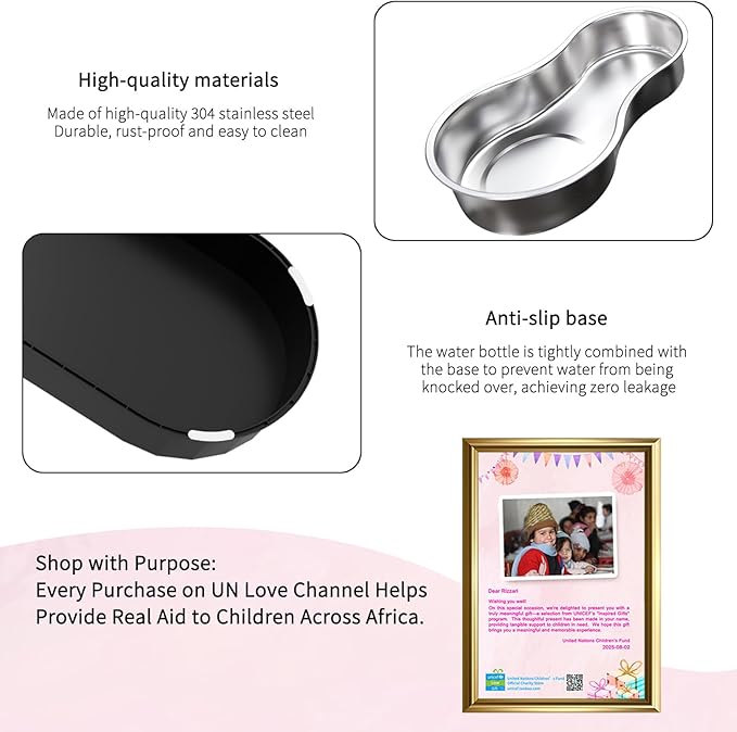 RIZZARI Automatic Dog Water Dispenser: Gravity Stainless Steel Pet Waterer - Large Capacity Water Feeder for Cats and Senior Dogs with Spine Pains - Use in Garden Garage