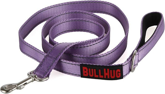 BULLHUG 6 FT Bulldog Leash with Padded Handle. Perfect for Bulldogs, French Bulldogs, Pugs & All Breeds. Leashes for Walking, Training Lead for Bulldogs (Violet)