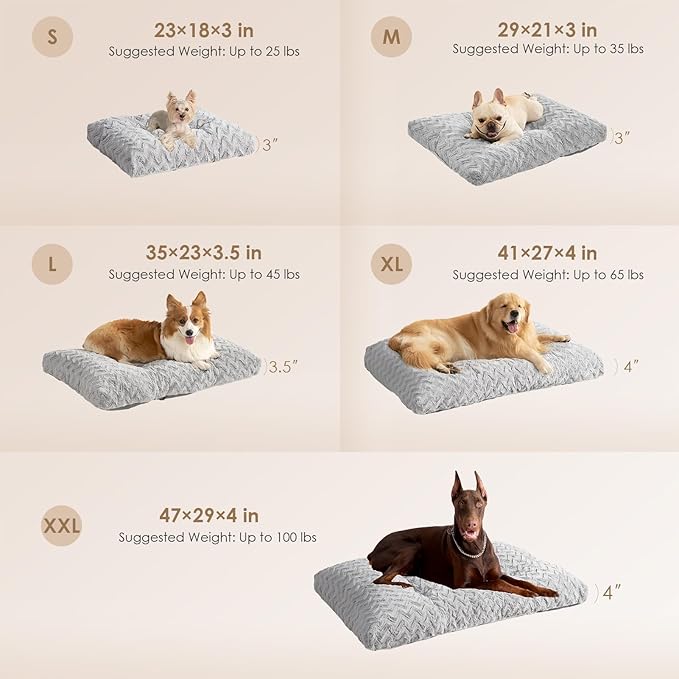 EHEYCIGA Reversible Dog Crate Bed Washable, Comfort Fluffy Plush Dog Kennel Pad for Small Doggie and Cats, Deluxe Machine Washable Pet Sleeping Mats, 23" x 18"x 3", Grey