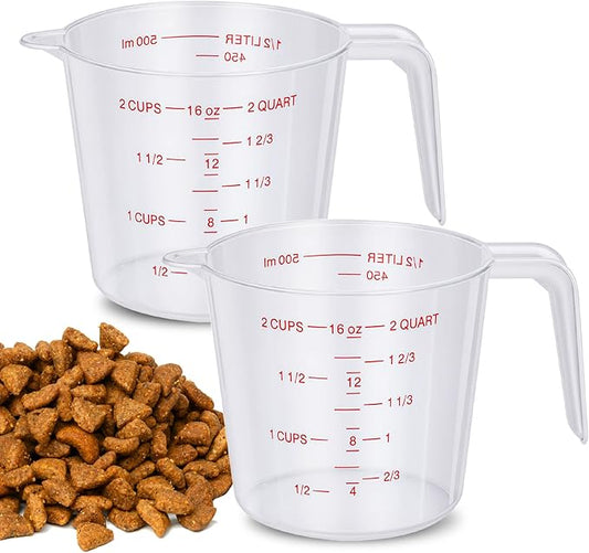 2 Pcs 2 Cup Dog Food Scoop Plastic Measuring Cups with Handle,Pet Food Measuring Scoops with Precise Markings for Dog, Cat or Bird Food (2 CUP)
