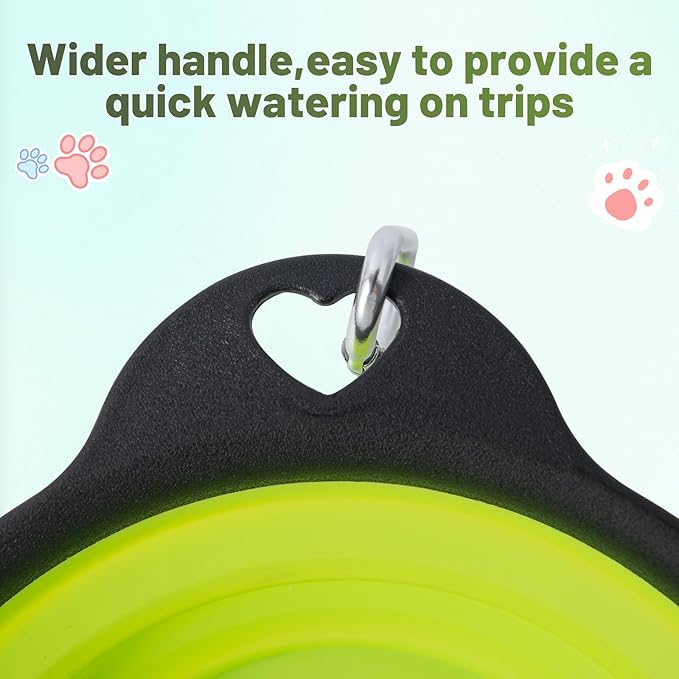 SLSON Dog Bowls Collapsible Pet Travel Feeder, 2Pack Integrated Molded Reinforced Rim Cat Water Dish Lightweight Foldable Food Dispenser for Pets Walking Parking Camping,Green and Blue,Small