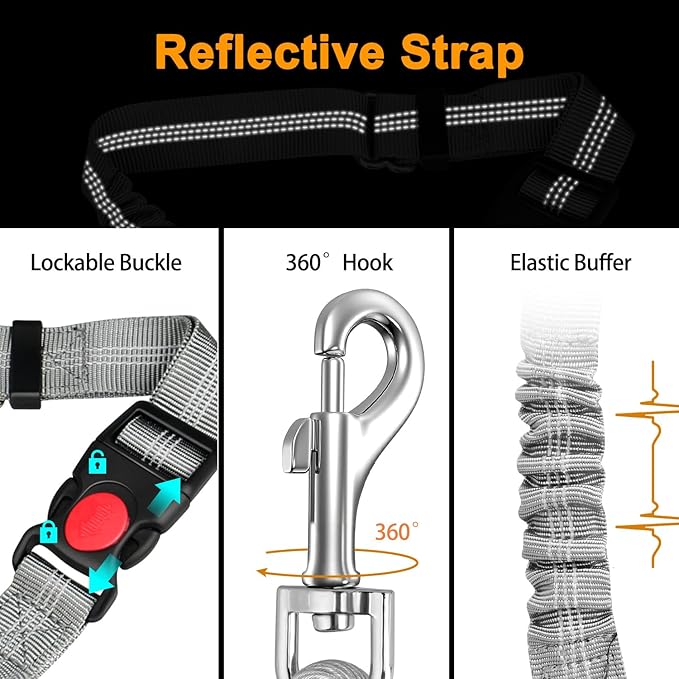 Dog Seat Belt for Car,Chew Proof Dog Car Seat Belt,2 in 1 Car Harness for Dogs Safety Seat Belt,Heavy Duty Pet Seat Belt for Medium & Large Dogs Chewer