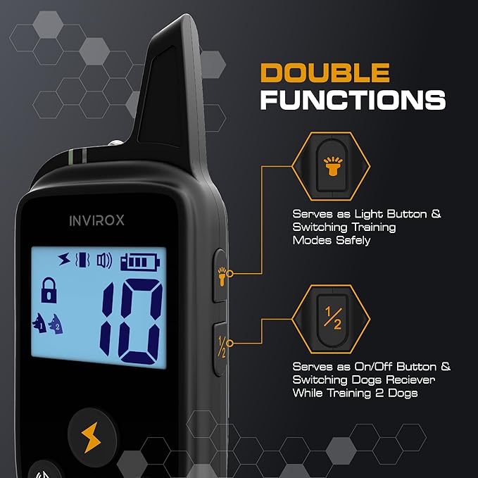 INVIROX Dog Training Collar for Large Dog X2 [2026 Edition] 123 Levels Dog E Collars 1100yd Range, 100% Waterproof, Rechargeable Electric Collars for Medium Dogs, E Collar for Large Dogs