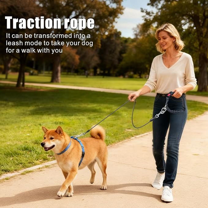 Idepet Dog Seat Belt for Car, 2 Pcs Stainless Steel Chew Proof Dog Seatbelt 3 in 1 Harness for Safety Heavy Duty Pet Seat Belt for Medium & Large Dogs (Black)