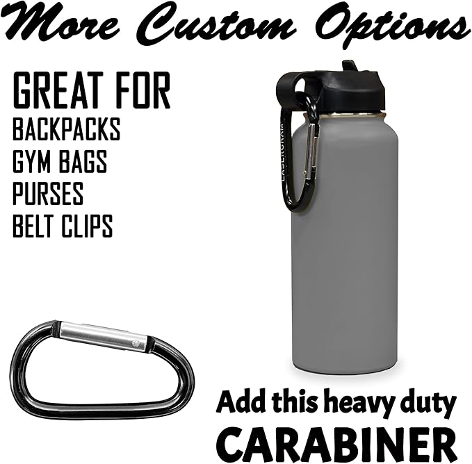 LaserGram Personalized Water Bottle, Dragon, Stainless Steel Double Wall Vacuum Insulated with Flip Top Straw, Custom Engraved Gift (40oz / 1180ml Gray)