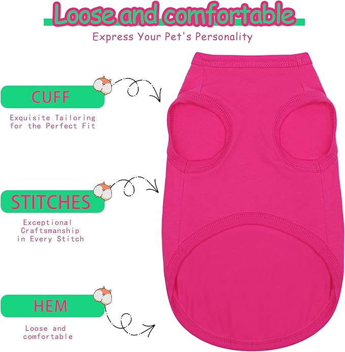 Paiaite Dog Clothes Fashionable Sleeveless Pet Vest: 'Little Miss Sassy' Printed Cotton Dog Shirt, Ideal for Small, Medium, and Large Breeds, Ensuring Comfort and Breathability Orange Pink XS