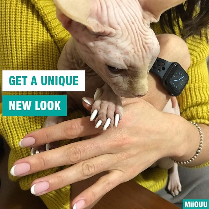 100 pcs Cat Nail Caps | Cat Claw Covers with Adhesives and Applicators | Black (L)