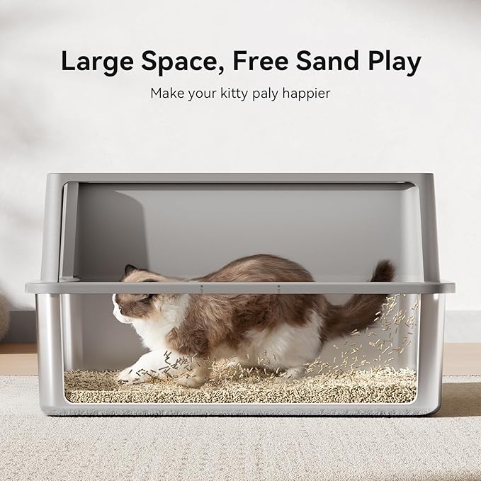 Extra Large Stainless Steel Cat Litter Box with Lid – Large Capacity for Big & Multiple Cats, Anti-Leakage, Non-Stick Surface for Easy Cleaning, Odor-Resistant, Include Scoop