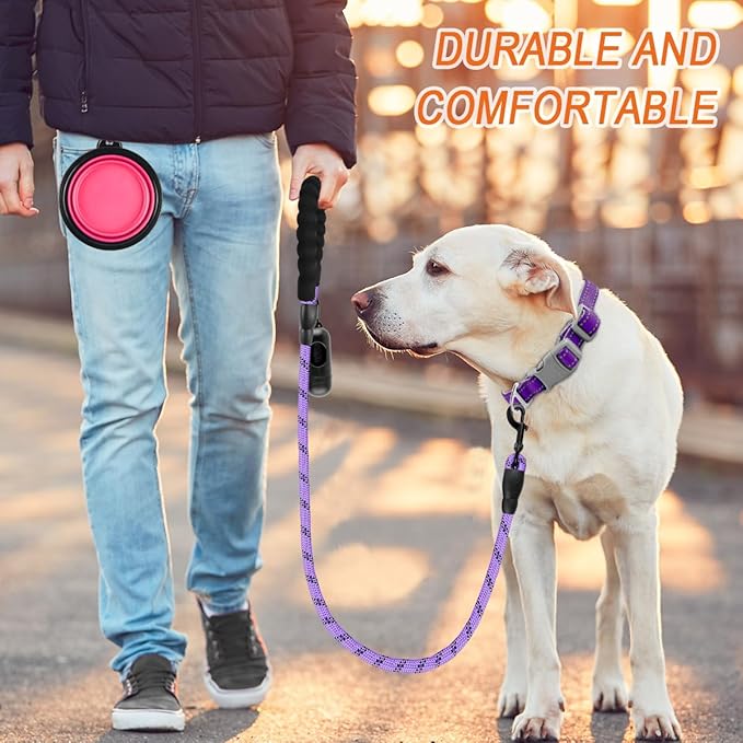 BARKBAY Dog Leashes for Large Dogs Heavy Duty Dog Leash 4/5/6 FT with Comfortable Padded Handle and Highly Reflective Threads for Medium Large Dogs Walking Training Running (4FT-1/2,Violet Purple)