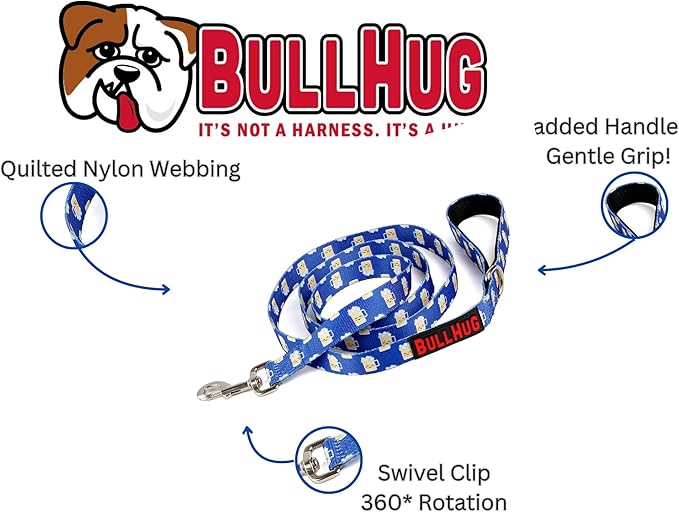 BULLHUG 6 FT Bulldog Leash with Padded Handle. Perfect for Bulldogs, French Bulldogs, Pugs & All Breeds. Leashes for Walking, Training Lead for Bulldogs (Beer Mug)
