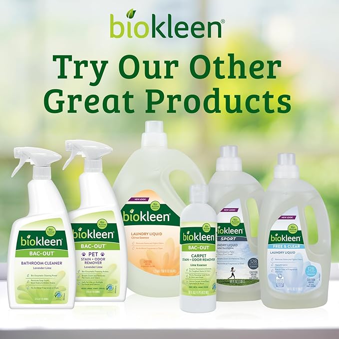 Biokleen Bac-Out Stain Remover for Clothes & Carpet - 32 Ounce - Natural, Enzymatic, Destroys Stains & Odors Safely, for Pet Stains, Laundry, Diapers, Wine, Carpets, Eco-Friendly, Plant-Based