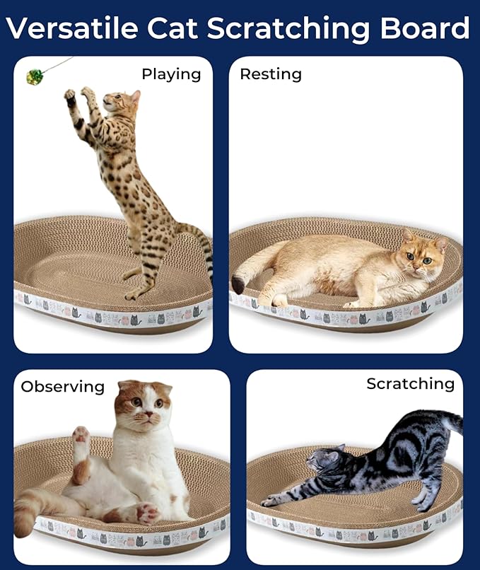 2 Pack Large Cat Scratcher Cardboard, Oval Indoor Cat Scratcher Bed Scratcher Pad Board Lounge Couch Cats Bowl Shaped Cat Scratching Post Nest for Cats Grinding Claw Furniture Protector