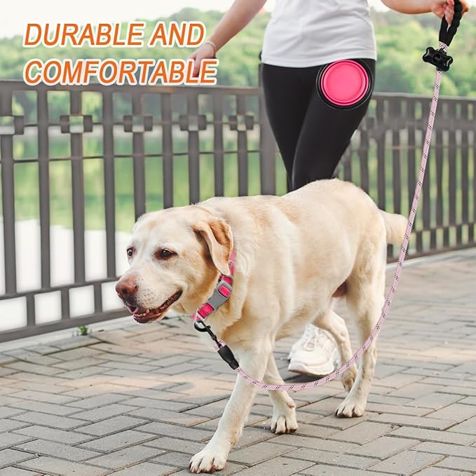BARKBAY Dog Leashes for Large Dogs Heavy Duty Dog Leash 4/5/6 FT with Comfortable Padded Handle and Highly Reflective Threads for Medium Large Dogs Walking Training Running (5FT-1/2,Baby Pink)