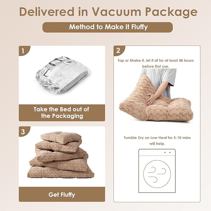 EHEYCIGA Reversible Dog Crate Bed Washable, Comfort Fluffy Plush Dog Kennel Pad for Small Doggie and Cats, Deluxe Machine Washable Pet Sleeping Mats, 23" x 18"x 3", Camel