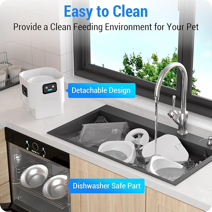 Automatic Cat Feeder with Two HD Camera for 2 Cats: 5G WiFi Automatic Dog Feeder with Night Vision & Slow Feed, 7L Auto Cat Food Dispenser for Multiple Pet, Detachable for Cleaning - 29 Cup