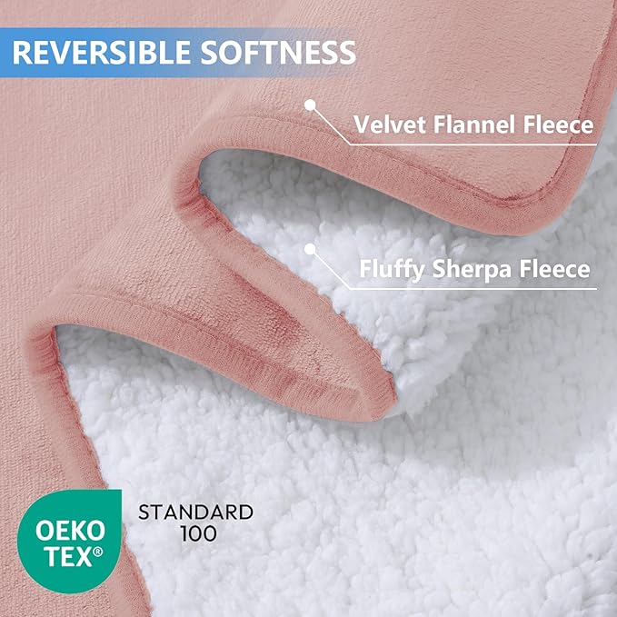 Smiry Waterproof Dog Bed Blanket, Leakproof Pet Throw Blanket for Bed Couch Sofa, Reversible Sherpa Fleece Furniture Protector Cover for Small Medium Large Dogs Cats (Dusty Pink, 32x40 inches)