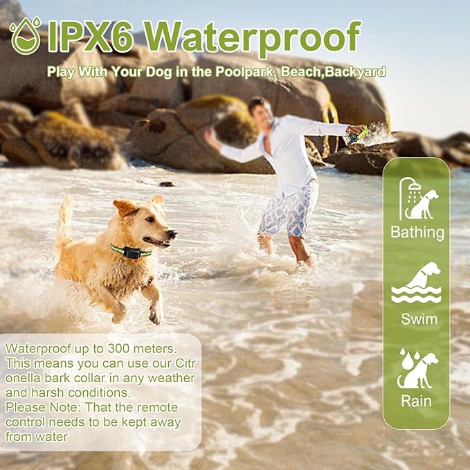 Citronella Training Collar for Dog [No Spray Refill] Spray Dog Training Collar with Beep/Vibration/Spray 4 Mode & 6 Adjustable Sensitivities IPX7 Waterproof Safer Bark Collar for L/M/S Dogs