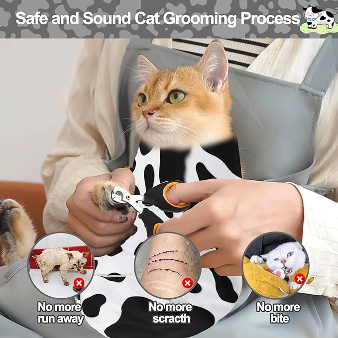 Mity rain Cat Grooming Supplies - Cat Wrap for Cutting Nails with Cat Nail Clipper, Cat Restraint for Nail Clipping to Anti-Runaway/Scratch/Bitten, Cat Swaddle Wrap for Calming & Holding Cat (Large)