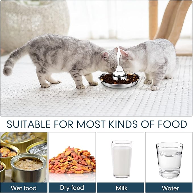 Zopeal 6 Pcs Stainless Steel Puppy Bowls 8.7" Small Dog Bowls for Food and Water, Multiple Mini Puppy Cat Feeding Bowl Weaning Slow Feeder for Litters, Small Dogs, Cat, Pets