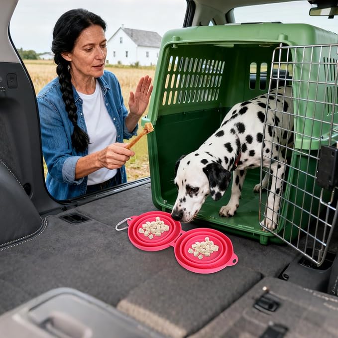 Dog Feeding Bowl,Silicone Dishwasher Safe Foldable Containers,Dog Food and Water Bowl Set | for Small Medium Pet Car Hiking Camping Indoor Outdoor