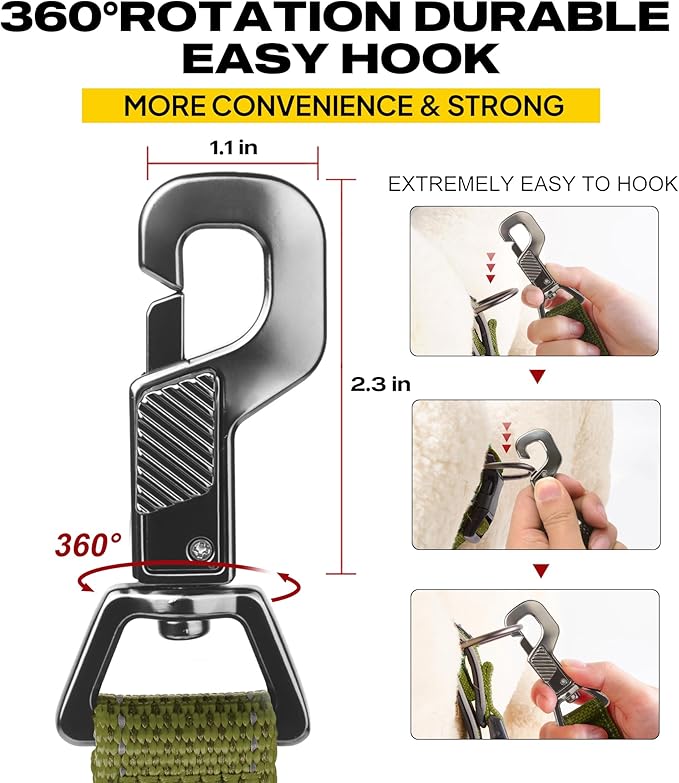 Fida 4 FT Heavy Duty Dog Leash with 2 Comfortable Padded Handles, Traffic Handle & Advanced Easy Snap Hook, Reflective Walking Lead for Large, Medium & Small Breed Dogs, Green