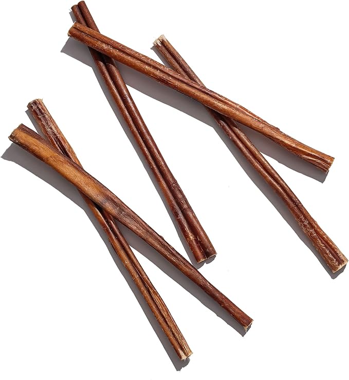Jack&Pup 12 Inch Standard Bully Sticks for Medium and Large Dogs (5 Pack) Single Ingredient Dog Chew Bully Stick