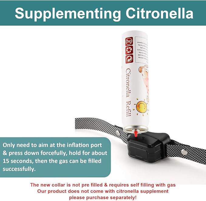 Citronella Bark Collar for Dogs, [No Spray Refill] Spray Dog Training Collar, Humane Citronella Dog Barking Collars, Safer Anti Barking Collar for L/M/S Dogs