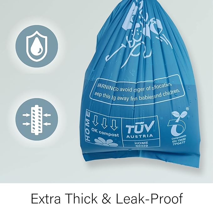 Dog Poop Bags with Handles, Dog Poop Bags Rolls-252 Counts, Doggie Poop Bags, Dog Waste Bags, Certified Compostable, Extra Thick & Leak Proof, Unscented, Eco-Friendly 9 x 13 Inches