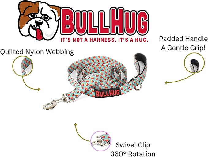 BULLHUG 6 FT Bulldog Leash with Padded Handle. Perfect for Bulldogs, French Bulldogs, Pugs & All Breeds. Leashes for Walking, Training Lead for Bulldogs (Fries)