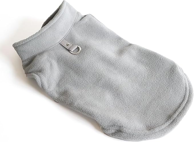 JACKO & CO - Fleece Vest Dog Sweater with Leash Ring - Soft, Warm & Lightweight Pullover Coat for Small & Medium Dogs, Puppies & Cats - Cozy Fall/Winter/Spring Pet Jacket (Grey, Small 4-6lbs)